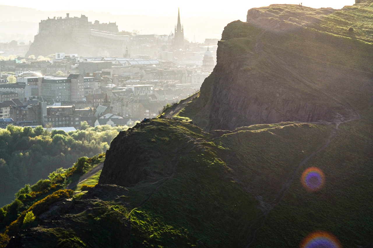Arthur’s Seat and Edinburgh Castle across the city